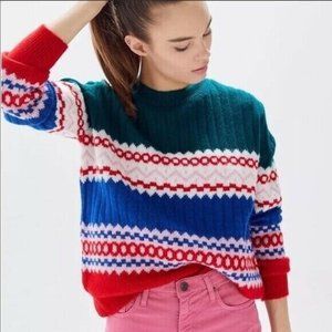 Urban Outfitters UO Color Pop Fair Isle Crew Neck Sweater Womens Medium